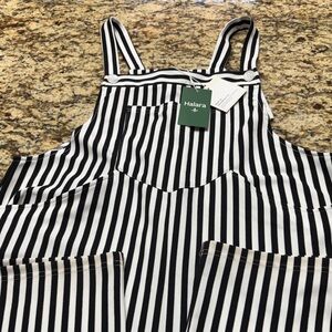 HALARA Black and White Striped Jumpsuit Romper